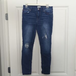 Hudson Jeans Blue Skinny Distressed Denim